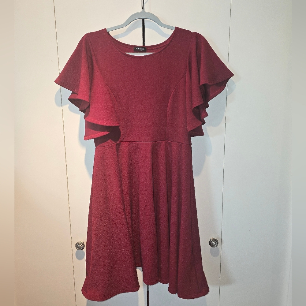 Red Pleated Fit and Flare Mini Dress